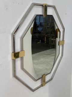 Octagonal Wall Mirror with Chrome and Brass Italy 1970s - 4353652