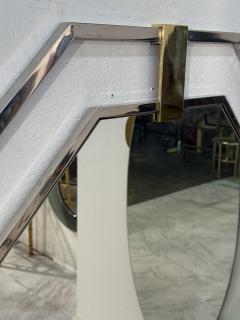 Octagonal Wall Mirror with Chrome and Brass Italy 1970s - 4353654
