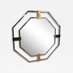 Octagonal Wall Mirror with Chrome and Brass Italy 1970s - 4355135