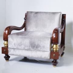 Octavio Vidales Outstanding Mahogany Velvet Armchairs Octavio Vidales Modern 1950s Mexico City - 1867664