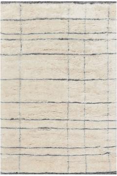 Off White and Gray Moroccan Style Geometric Rug - 1410604
