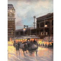 Oil Painting Facsimile by G Harvey of Texas Street Scene Dallas Remembered - 4564891