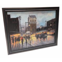 Oil Painting Facsimile by G Harvey of Texas Street Scene Dallas Remembered - 4564893