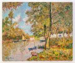 Oil Painting by Henri Stern 1902 1988 Les Bords de Marne c 1940 - 4569651