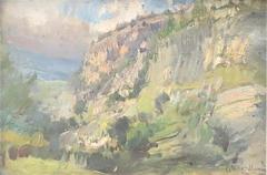 Oil Painting on Board Italian Landscape at Dawn by Vittorio Cavalleri 1920s - 2678352