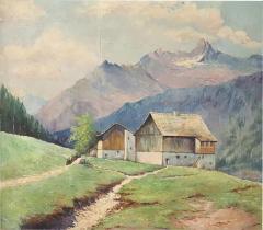 Oil Painting on Board Italian Mountain Landscape by Cino Bozzetti 1937s - 2678351