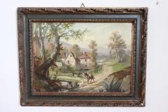 Oil Painting on Canvas Country Town Late 19th Century - 3839510