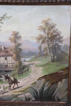 Oil Painting on Canvas Country Town Late 19th Century - 3839511