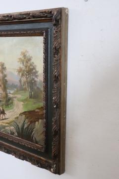 Oil Painting on Canvas Country Town Late 19th Century - 3839515