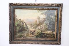 Oil Painting on Canvas Country Town Late 19th Century - 3839516