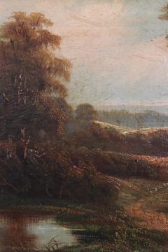 Oil Painting on Canvas English Landscape 19th Century Signed - 4042797