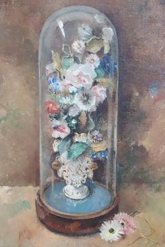 Oil Painting on Masonite Still Life with Flowers Signed and Dated 1938 - 3295141