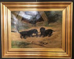 Oil on Canvas Dachshund Puppies at Play by Simon Ludvig Ditlev Simonsen - 2973872
