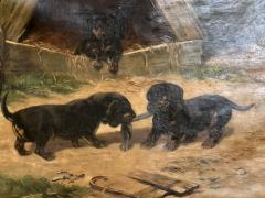 Oil on Canvas Dachshund Puppies at Play by Simon Ludvig Ditlev Simonsen - 2973875