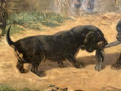 Oil on Canvas Dachshund Puppies at Play by Simon Ludvig Ditlev Simonsen - 2973876