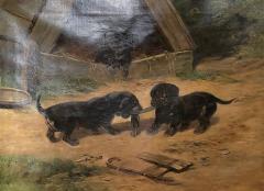 Oil on Canvas Dachshund Puppies at Play by Simon Ludvig Ditlev Simonsen - 2974072