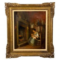 Oil on Canvas Mother and Child Signed A Ripa Italy 19th 20th c  - 4660096
