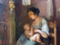 Oil on Canvas Mother and Child Signed A Ripa Italy 19th 20th c  - 4660100
