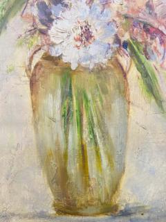Oil on Canvas Still Life Painting of Flowers and Lavender Framed and Signed - 2873476