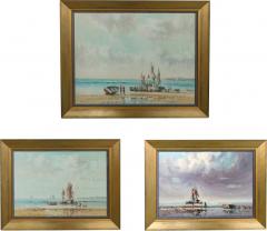Oil on canvas Laszlo Ritter Hungary 1937 2003 3 beach scene paintings - 2128113
