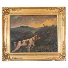 Oil on canvas Pointing Dog in a Landscape French School 19th century - 4737225
