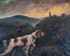 Oil on canvas Pointing Dog in a Landscape French School 19th century - 4737346