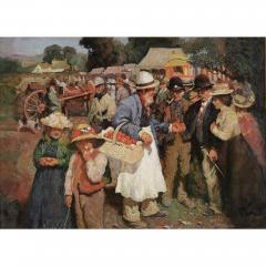 Oil painting of a Whitsuntide fair after Munnings - 3928197