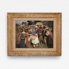 Oil painting of a Whitsuntide fair after Munnings - 3930956