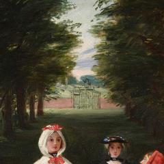 Oil painting of a garden scene from The Heart of Midlothian by Leslie - 3345481