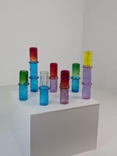 Oiva Toikka Set of Seven Colourful Signed Oiva Toikka Bambu Vases Nuutaj rvi Finland 1960s - 4737668