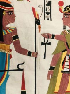 Old Egyptian Applique Tapestry Cotton Panel Circa 1940 - 2873233