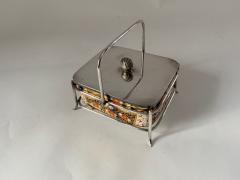 Old English Davenport Staffordshire Porcelain Butter Dish in Silver Plate Tray - 2988970