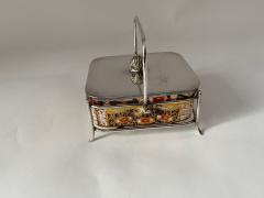 Old English Davenport Staffordshire Porcelain Butter Dish in Silver Plate Tray - 2988972