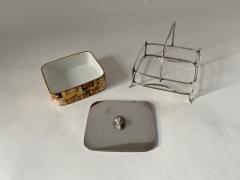 Old English Davenport Staffordshire Porcelain Butter Dish in Silver Plate Tray - 2988975