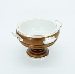Old English Oak Exterior Holding Base Porcelain Interior Tableware Bowl - 3440983