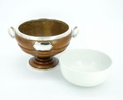 Old English Oak Exterior Holding Base Porcelain Interior Tableware Bowl - 3440992