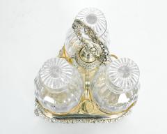 Old English Sheffield Silver Plated Three Cut Crystal Decanter Set - 330728