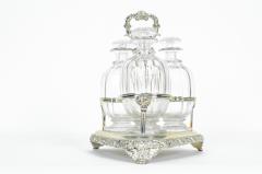 Old English Sheffield Silver Plated Three Cut Crystal Decanter Set - 330733