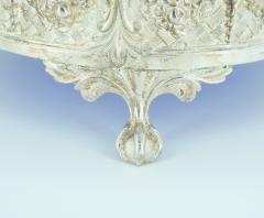 Old English Silver Plate Cobalt Glass Interior Serving Comport Disk - 3440513