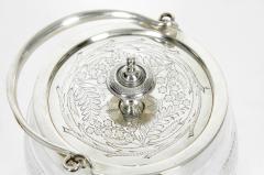 Old English Silver Plate Covered Cut Glass Ice Bucket - 330844