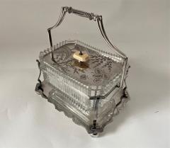 Old English Victorian Cut Crystal Serving Dish in Silver Plate Tray - 2988864