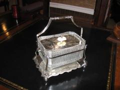 Old English Victorian Cut Crystal Serving Dish in Silver Plate Tray - 2988869