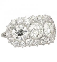 Old European Cut Diamond Three Stone Art Deco Engagement Ring in Platinum - 3515246