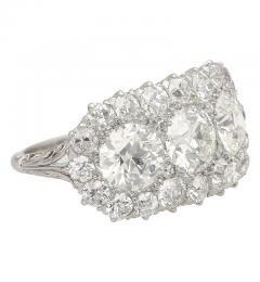 Old European Cut Diamond Three Stone Art Deco Engagement Ring in Platinum - 3515248