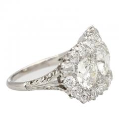 Old European Cut Diamond Three Stone Art Deco Engagement Ring in Platinum - 3515285