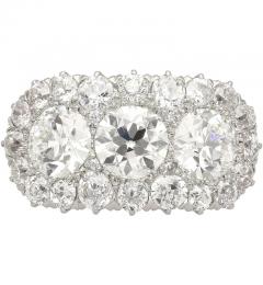 Old European Cut Diamond Three Stone Art Deco Engagement Ring in Platinum - 3515319