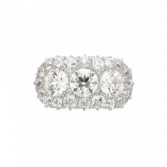 Old European Cut Diamond Three Stone Art Deco Engagement Ring in Platinum - 3610229