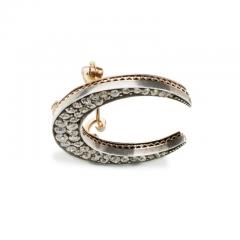 Old Mine cut Diamond Crescent Brooch - 3299372