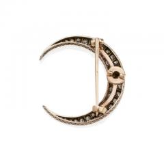 Old Mine cut Diamond Crescent Brooch - 3299374