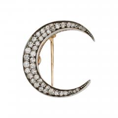 Old Mine cut Diamond Crescent Brooch - 3302460